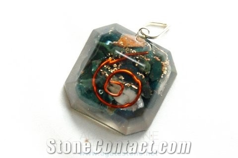 Blood Stone Orgone Square Pendant, Orgonite Healing Pedants