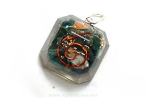 Blood Stone Orgone Square Pendant, Orgonite Healing Pedants