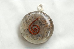 Blue Aventurine Orgone Disc Pendant, Orgonite Disc Pendant, Healing Crystals