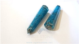 Blue Orgone Energy Faceted Massage Wands Orgonite Onyx Massage Meditation and Peace