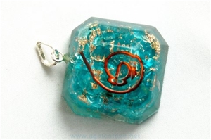 Blue Orgone Square Pendant, Orgonite Blue Onyx Healing Crystals