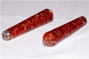 Carnelian Orgone Smooth Massage Wands Orgonite Red Healing Stick Meditation