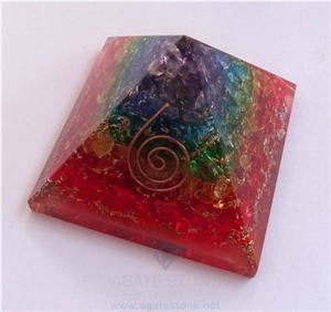Chakra Layer Onyx Orgone Energy Pyramid, Orgonite Chakra Layer Pyramid,Healing Crystals