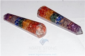 Chakra Layer Orgone Faceted Massage Wands Orgonite Seven Chakras Healing Wands Prosperity and Meditation