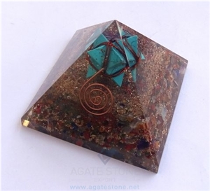 Chakra Stone Orgone Pyramid with Turquoise Markaba Orgonite Chakras Pyramid with Copper Meditation Healing Crytals