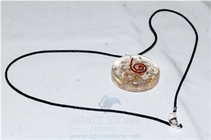 Crystal Orgone Disc Pendant with Cord, Orgonite Crystal Pendant, Healing Crystals