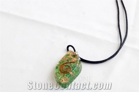 Green Orgone Eye Pendant with Cord, Orgonite Onyx Pendants, Healing Crystals