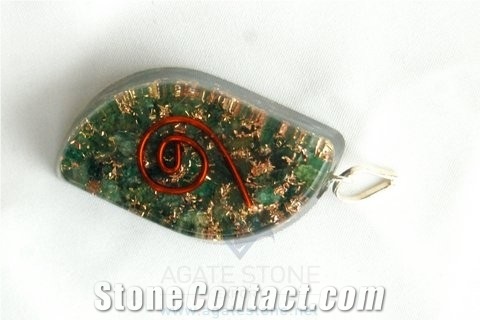 Malachite Orgone Eye Pendant, Orgonite Gesmstone Mica Pendants, Healing Metaphysical Crystals