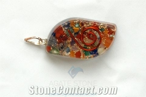 Mix Chakra Stone Orgone Eye Pendant, Orgonite Chakras Healing Gemstone Pendants