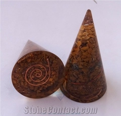 Orgonite Yellow Jasper Cone Orgone Yellow Cone Healing Crystals with Meditation