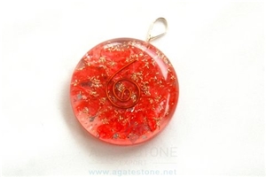 Red Orgone Disc Pendant, Orgonite Red Onyx Healing Pendants