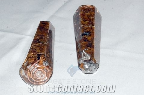Tiger Eye Faceted Orgone Massage Wands Orgonite Iron Eye Healing Stick Prosperity and Meditation