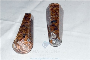 Tiger Eye Faceted Orgone Massage Wands Orgonite Iron Eye Healing Stick Prosperity and Meditation