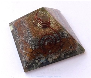 Yellow Jasper Orgone Layer Aluminium Pyramid with Point Yellow Jasper Orgonite Pyramid Healing Meditation Crystals