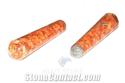 Yellow Jasper Orgone Smooth Massage Wands, Orgonite Healing Stick