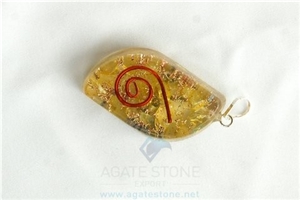 Yellow Orgone Eye Pendant, Orgonite Onyx Eye Pendant