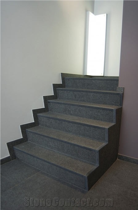 Smoky Grey Basalt Flamed Steps, Grey Basalt Stairs & Steps Uk