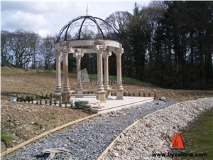 G682 Yellow Granite Gazebo with Cast Iron Roof