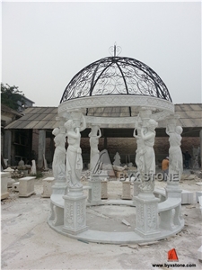 G682 Yellow Granite Gazebo with Cast Iron Roof