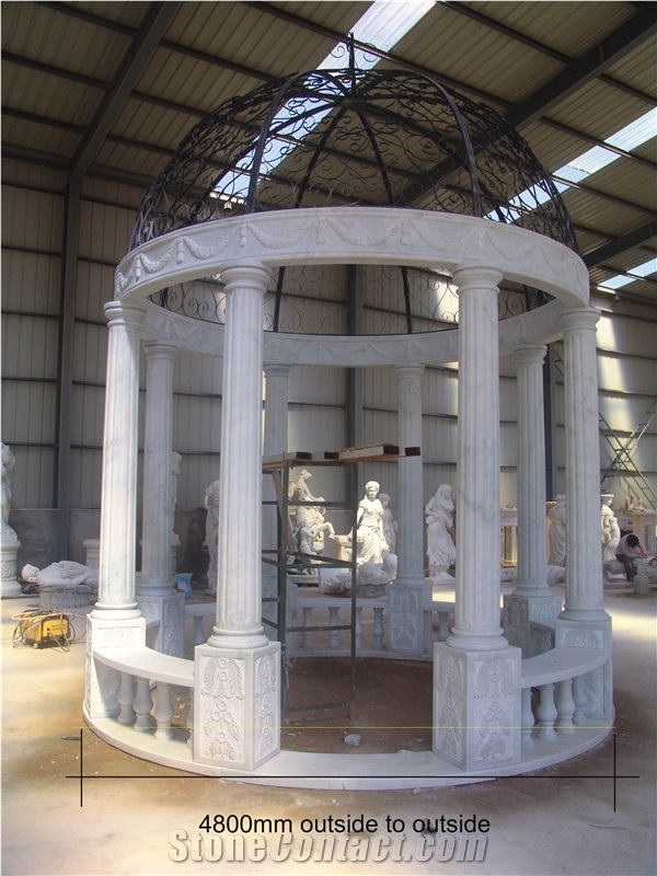 G682 Yellow Granite Gazebo with Cast Iron Roof