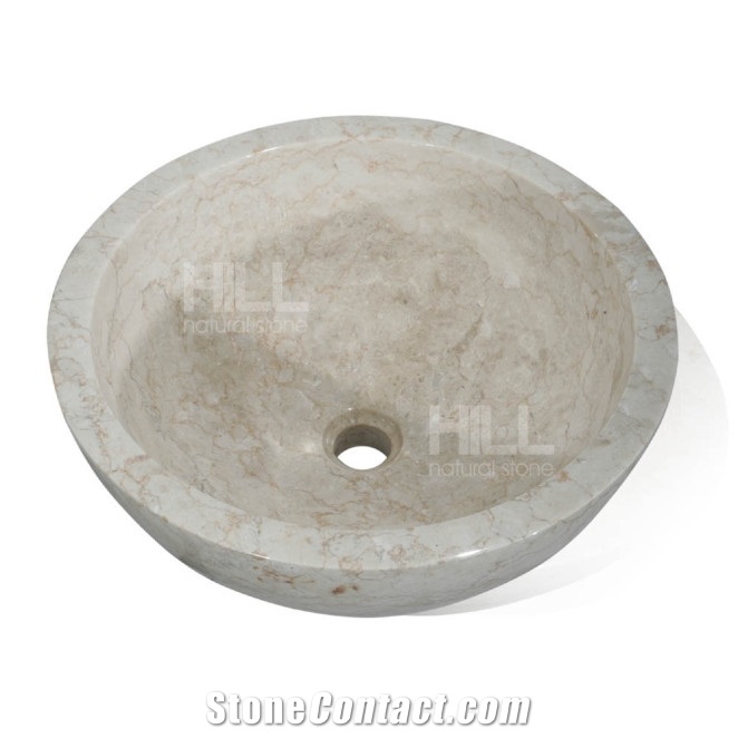Montello Cream Marble Bowl, Sink Polished Dia 45