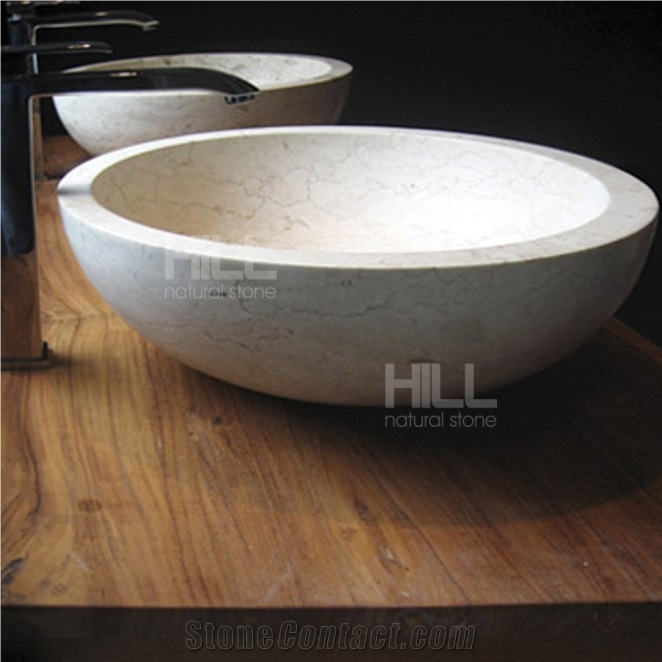 Montello Cream Marble Bowl, Sink Polished Dia 45