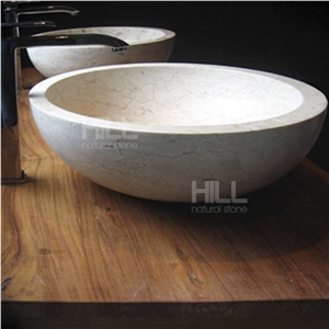 Montello Cream Marble Bowl, Sink Polished Dia 45