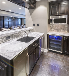 Arabesque White Marble Kitchen Bar Top