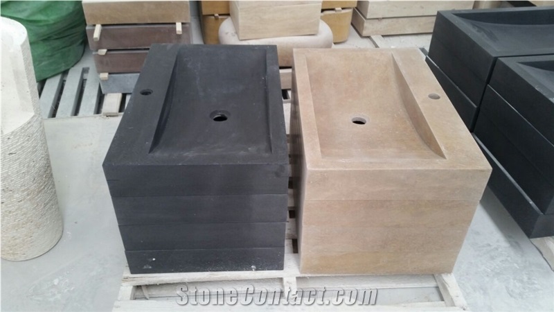 Basins and Sinks, Light Beige Travertine Sinks