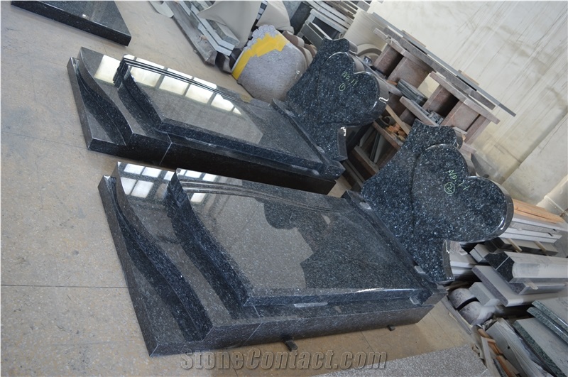 Blue Pearl Granite Monument,Heart Headstone,Western Tombstone,European Monument Style Design