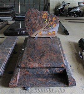 Samoka Pink Granite Monument with Carved Tree Shape,European Tombstone & Headston