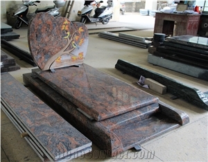 Samoka Pink Granite Monument with Carved Tree Shape,European Tombstone & Headston