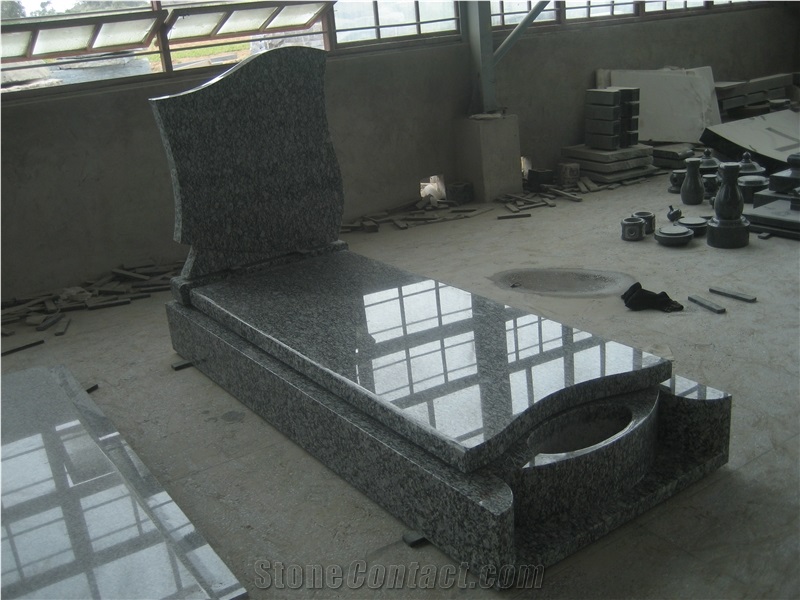 Wave White Granite Monument,White Tombstone,Western Headstone,France Monument Style Design