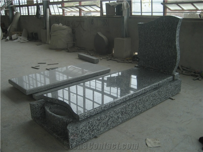 Wave White Granite Monument,White Tombstone,Western Headstone,France Monument Style Design