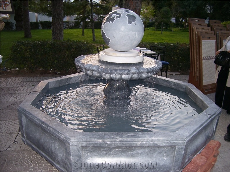 King Blue Stone Marble Fountain, Black Marble Turkey Fountain
