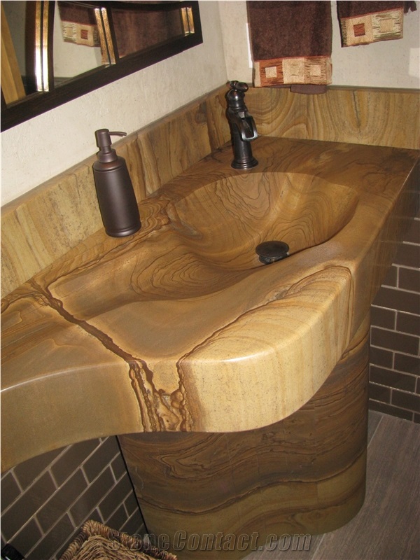 Wall to Wall Sandalwood Stone Sink and Baptismal