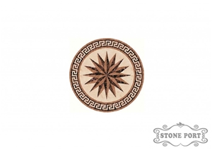 Marble Inlay Medallion - Made Of Crema Marfil, Marrone Imperial and Light Empreador Marble