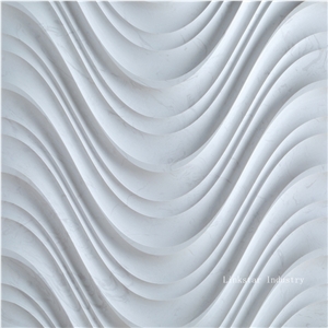 3d Decorative Wavy White Marble Feature Stone Wall Tiles
