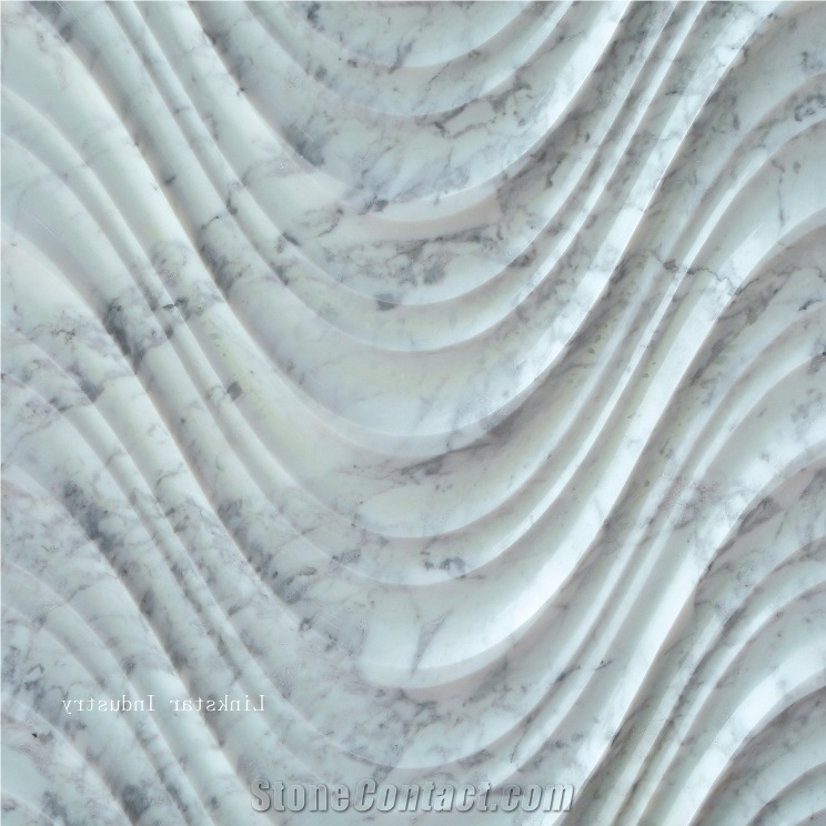 3d White Marble Wavy Feature Wall Panels,Bianco Carrara Marble Wall Panels