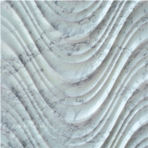 3d White Marble Wavy Feature Wall Panels,Bianco Carrara Marble Wall Panels