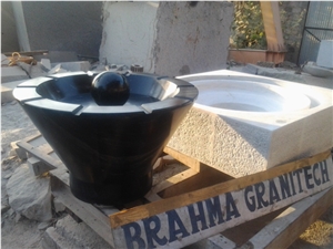Granite Memorial Fountain for Church, Black Granite Fountain