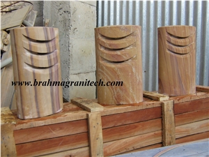 Sandstone Lamp Stands, Garden or Park Natural Stone Lamp Post, Beige Sandstone Letter Boxes