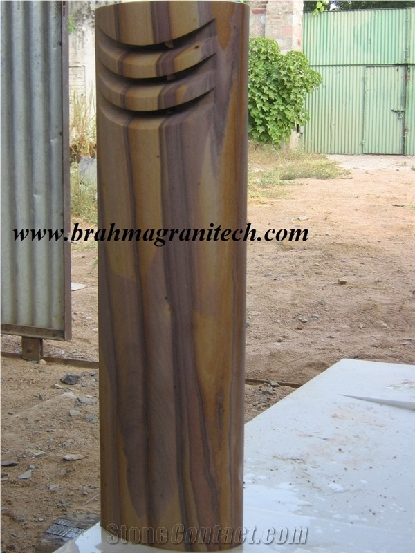 Sandstone Lamp Stands, Garden or Park Natural Stone Lamp Post, Beige Sandstone Letter Boxes