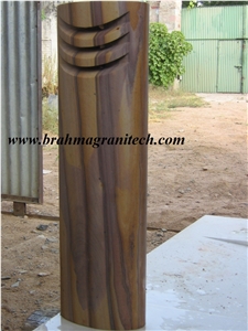 Sandstone Lamp Stands, Garden or Park Natural Stone Lamp Post, Beige Sandstone Letter Boxes