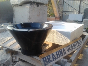 Solid Black Granite Monument Fountain Bowl,Large Stone Bowl Fountain