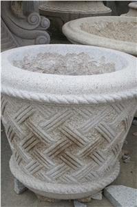 China Beige Granite Flower Pots,Planter Pots,Flower Vases