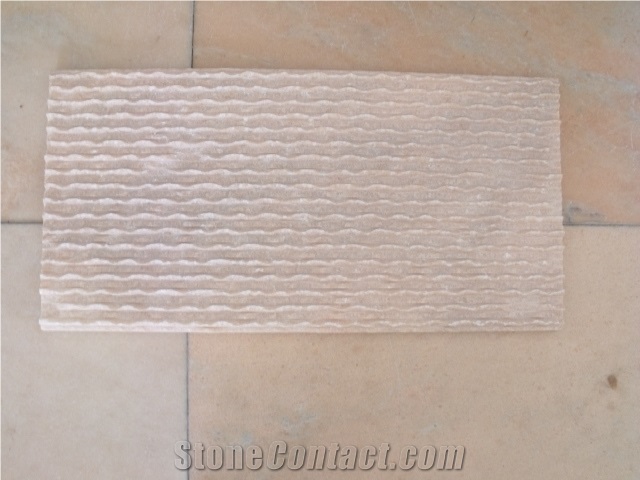 Feature Wall Beige Marble 3d Wall Tile, Marble Machine-Cut Face,Mulicolor Curve/Ripple Tile