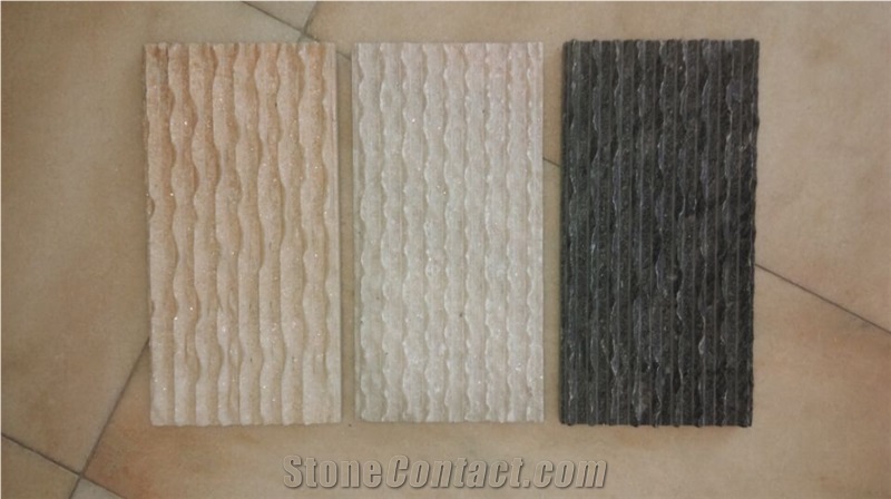 Feature Wall Beige Marble 3d Wall Tile, Marble Machine-Cut Face,Mulicolor Curve/Ripple Tile