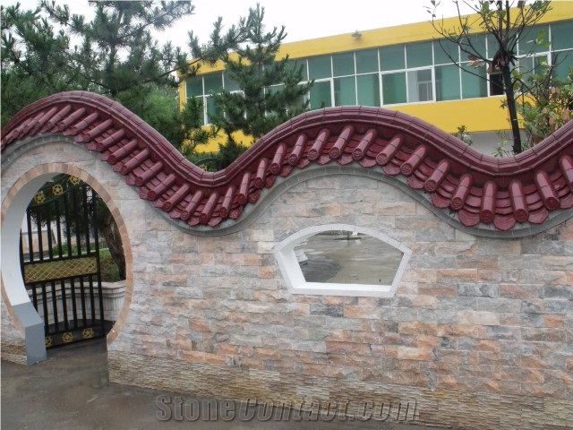 Feature Wall Red/Pink Culture Stone, Marble Ledge Rock/Split Suface ,Mulicolor Brick Tile