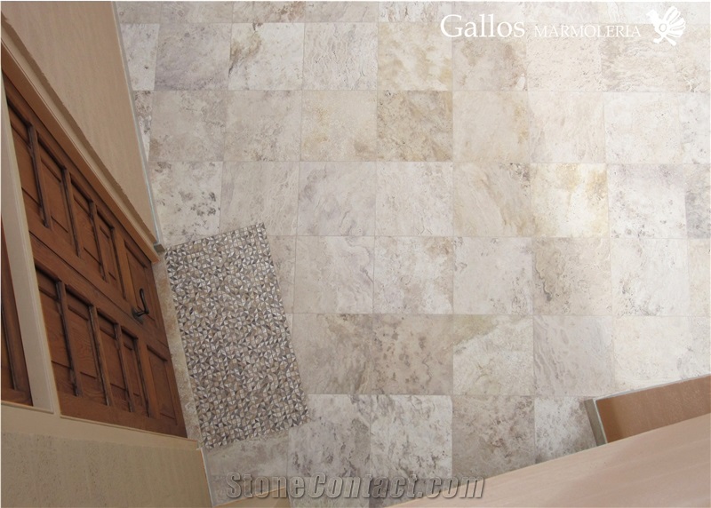 Camila Travertine Tiles & Slabs, Grey Travertine Peru Wall Tiles, Floor Tiles